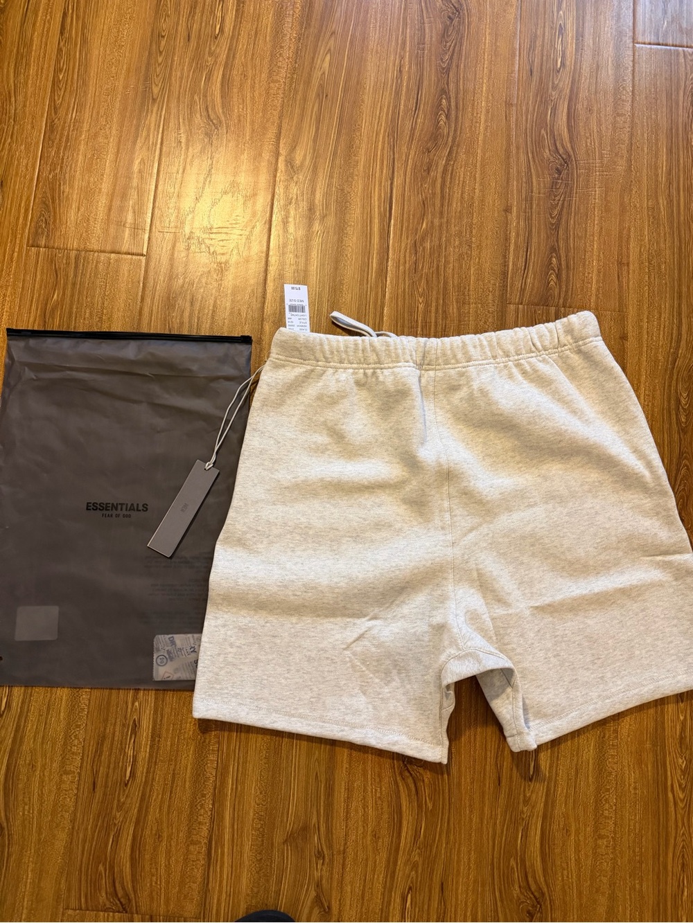 ESSENTIALS Men’s Light Heather Gray Fleece Shorts - Picture 2 of 3